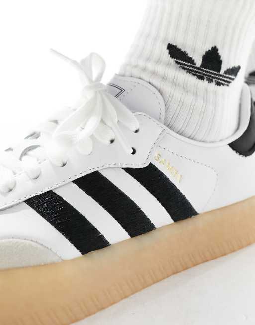 adidas originals samba rose trainers in white with dark gum sole