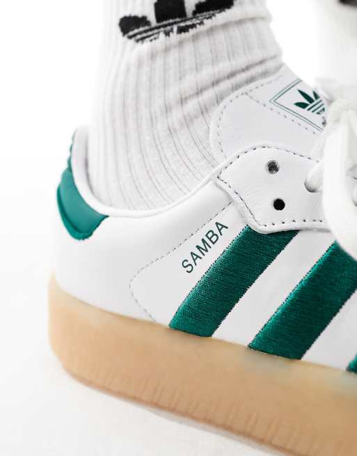 adidas Originals Sambae sneakers with rubber sole in white and green