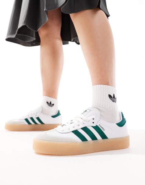 adidas Originals Sambae trainers in white and green - view 1