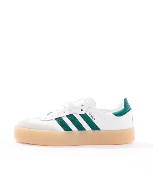 adidas Originals Sambae trainers in white and green ASOS