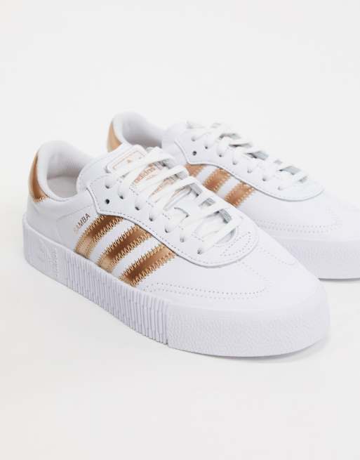 adidas Originals Sambrarose in white and rose gold