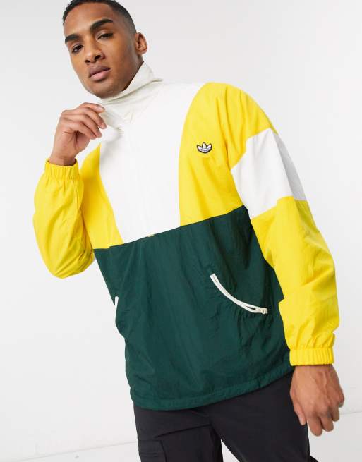adidas Originals samstag half zip track jacket in yellow ASOS
