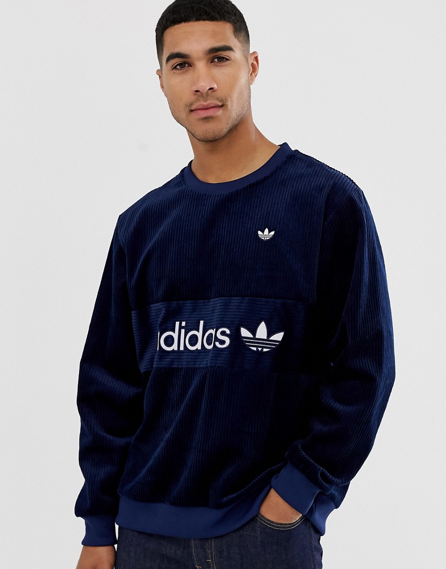 Adidas Originals - Samstag Premium - Felpa blu navy a coste