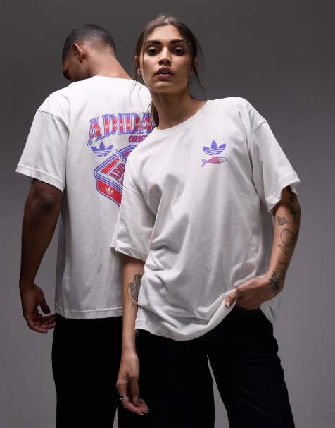 adidas Originals sardine graphic t-shirt in off white - view 1