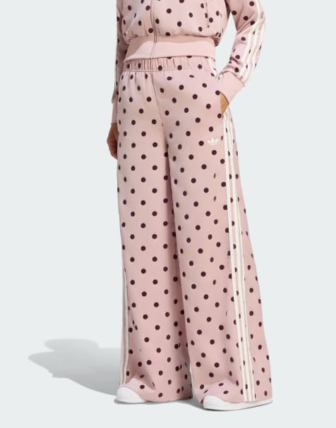 adidas Originals satijnen broek met wijde pijpen en polkadotprint in dual lilac - view 1