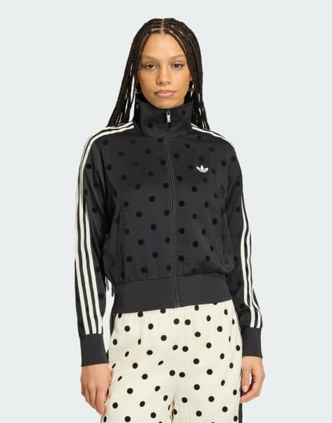 adidas Originals Satin polka dots tt track top in black - view 1