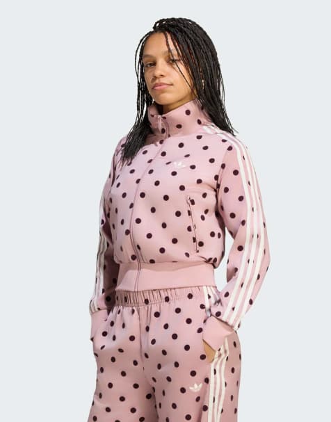 adidas Originals Satin polka dots tt track top in dual lilac - view 1