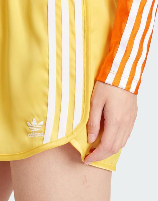 Adidas 3 stripe shorts womens yellow best sale