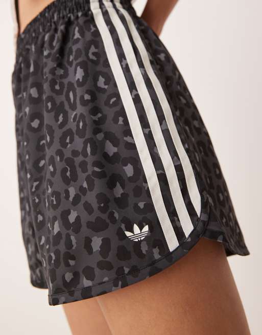 ★adidas★ Satin Shorts Leopard Charcoal Adidas Originals In The Ring Satin Leopard Boxing Style