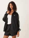 [adidas Originals] adidas Originals satin track top in black with ruffle 3 stripe XL Black 095A