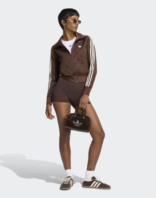 adidas Originals Satin-Tracktop mit braunem Punktemuster, 2 von 4