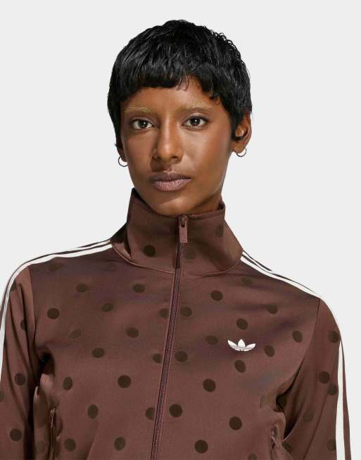adidas Originals Satin-Tracktop mit braunem Punktemuster, 3 von 4