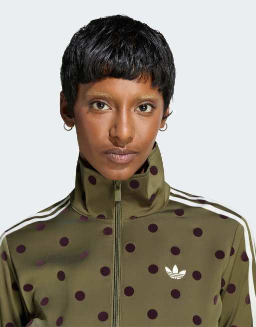adidas Originals Satin-Trainingsjacke mit Polka Dots in Olive Strata, 2 von 4