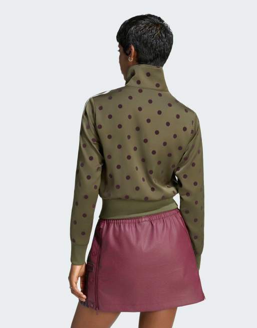 adidas Originals Satin-Trainingsjacke mit Polka Dots in Olive Strata, 3 von 4