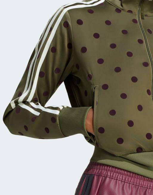 adidas Originals Satin-Trainingsjacke mit Polka Dots in Olive Strata, 4 von 4
