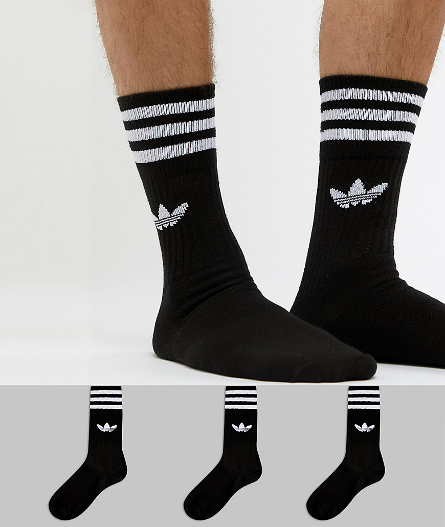 adidas Originals – Schlichte Socken in Schwarz im 3er-Set