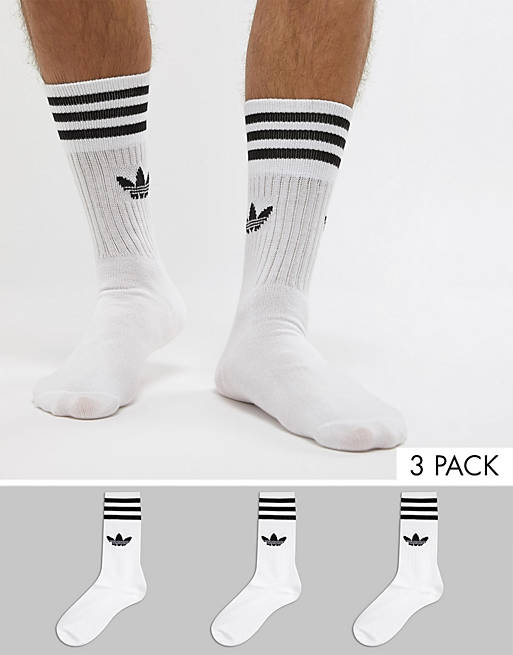 adidas Originals – Schlichte Socken in Weiß mit 3er-Set, S21489