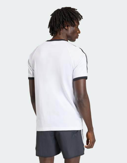 adidas Originals – Schmal geschnittenes Ringer-T-Shirt in Weiß mit den drei Streifen, 2 von 4
