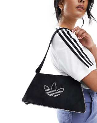 adidas Originals - Schultertasche in Schwarz mit Strassverzierung