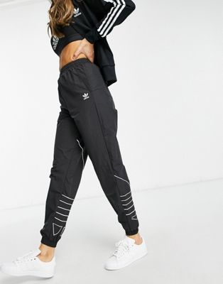 adidas Originals – Schwarze Jogginghose mit großem Dreiblatt-Logo und Bündchen