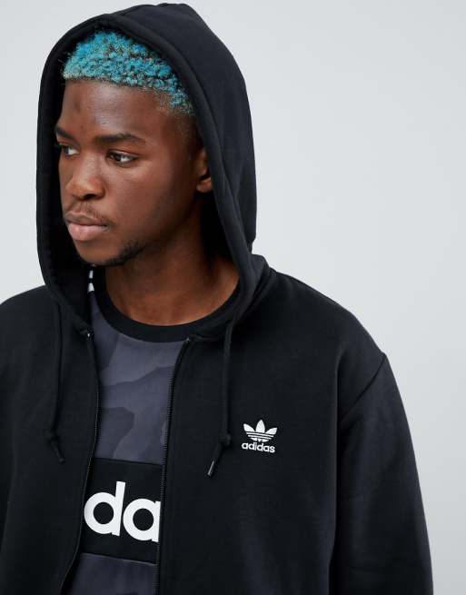 adidas Originals - Schwarze Kapuzenjacke mit Reißverschluss und Trefoil Logo, DN6016 adidas Originals - Schwarze Kapuzenjacke mit Reißverschluss und Trefoil Logo, DN6016
