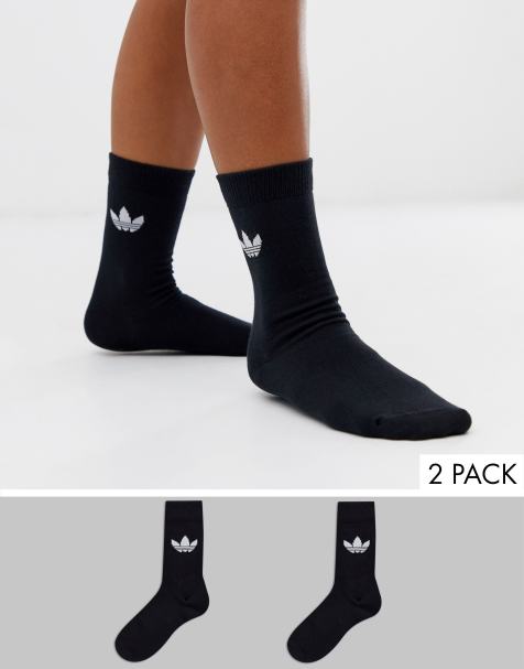 adidas Originals – Schwarze Socken im 2er-Pack mit Kleeblatt-Logo