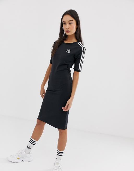 adidas Originals – Schwarzes Kleid mit drei Streifen adidas Originals – Schwarzes Kleid mit drei Streifen