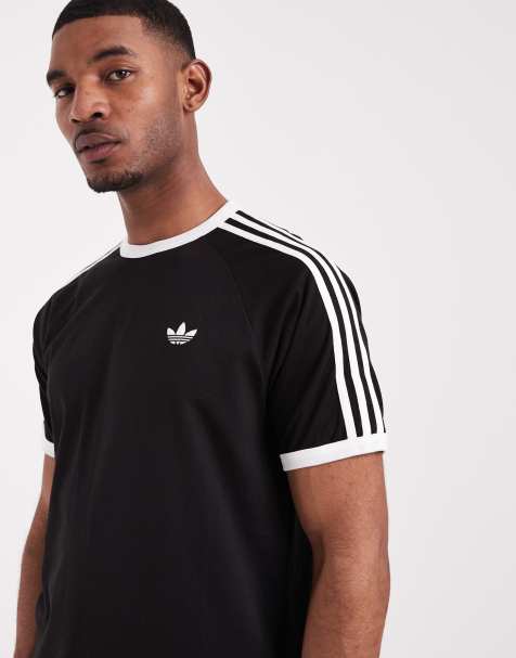 adidas Originals – Schwarzes T-Shirt mit drei Streifen - view 1