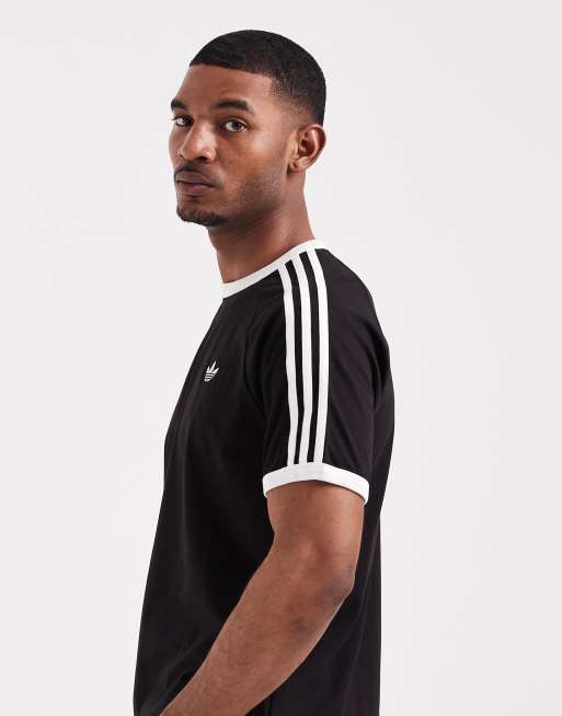 adidas Originals – Schwarzes T-Shirt mit drei Streifen, 4 von 5