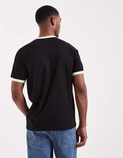 adidas Originals – Schwarzes T-Shirt mit drei Streifen, 5 von 5