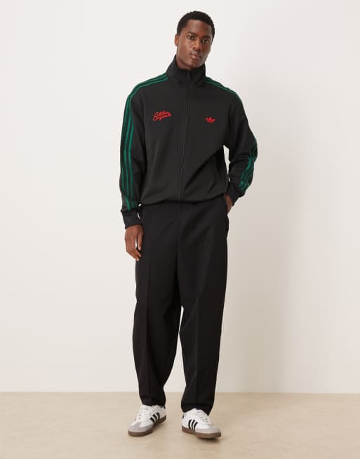 adidas Originals script logo and rose track top in black, 2 of 5