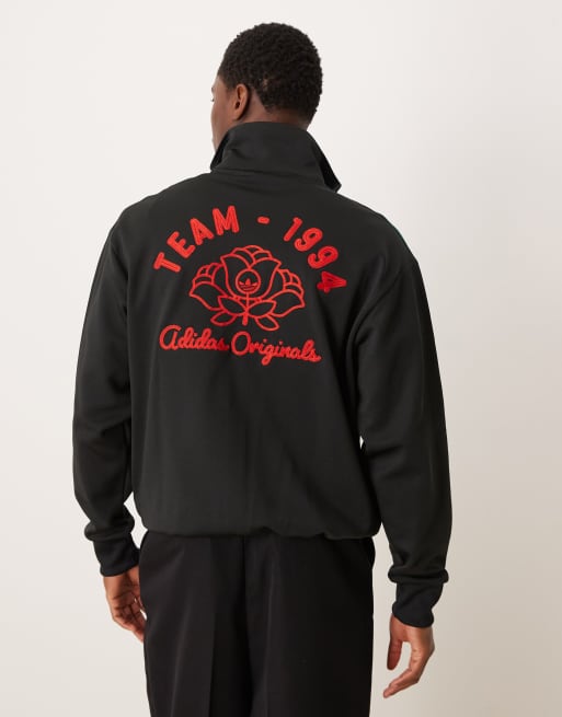 adidas Originals script logo and rose track top in black, 3 of 5