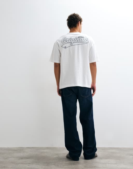 adidas Originals script logo graphic t-shirt in white, 3 of 5