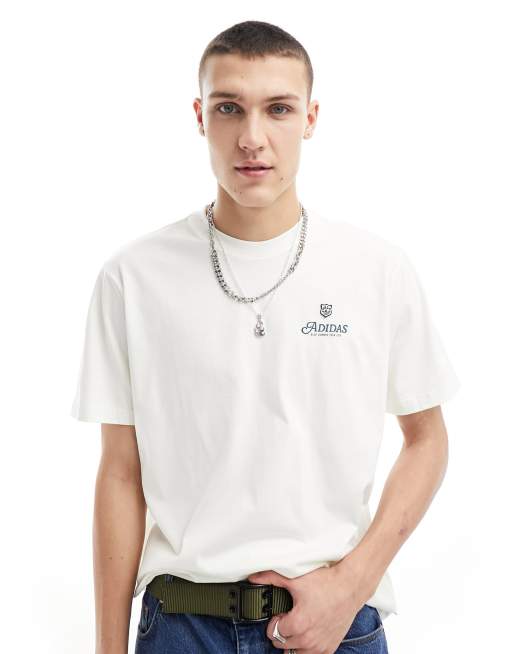 adidas Originals script logo t-shirt in off white | ASOS