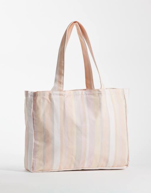 adidas Originals script logo tote bag in pink stripe, 4 of 4