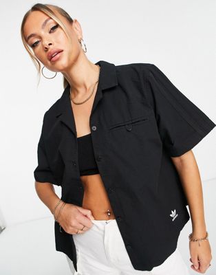 adidas Originals seersucker shirt in black - ASOS Price Checker