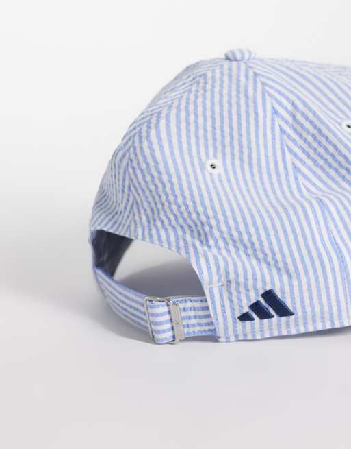 adidas Originals Seersucker strapback in blue, 3 of 3