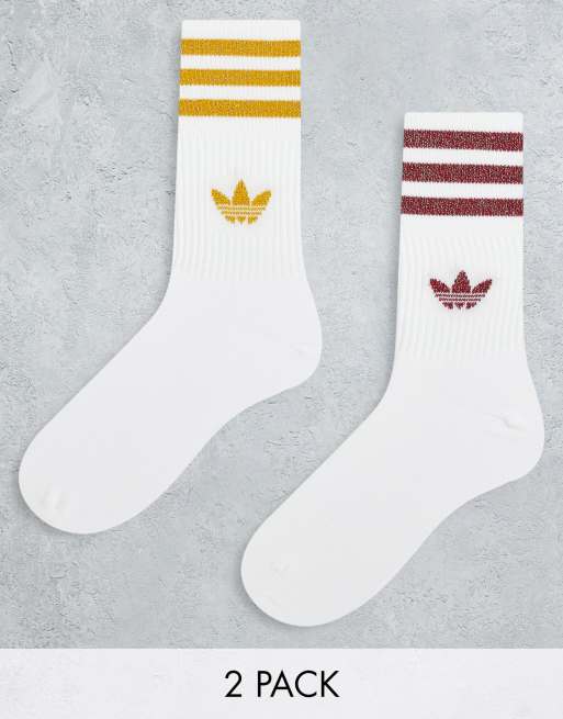adidas Originals - Set van 2 paar sokken met glitter trefoil-logo in wit