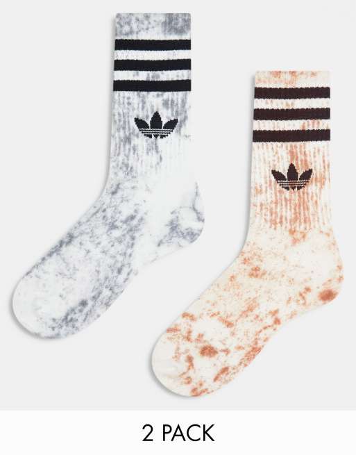 adidas Originals - Set van 2 paar tie-dye sokken in olijfgroen/marineblauw