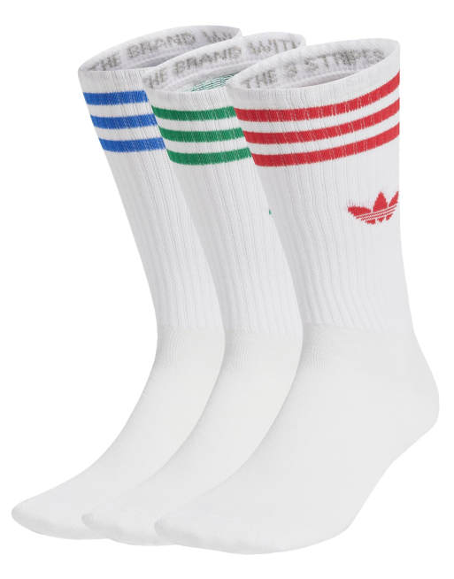 adidas Originals - Set van 3 paar sokken in wit, blauw en rood