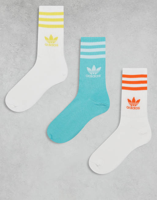 adidas Originals - Set van 3 paar sokken in wit en multi muntgroen