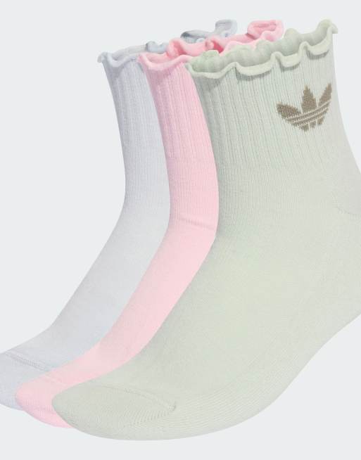 adidas Originals - Set van 3 paar sokken met roze en lichtgroen