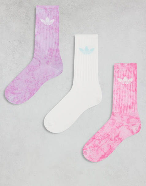 adidas Originals - Set van 3 paar tie-dye sokken met trefoil in roze - view 1