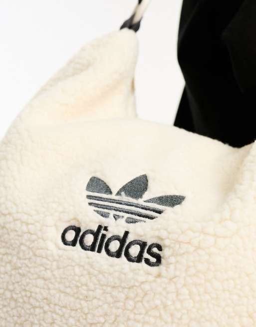 adidas Originals sherpa shoulder bag in off white