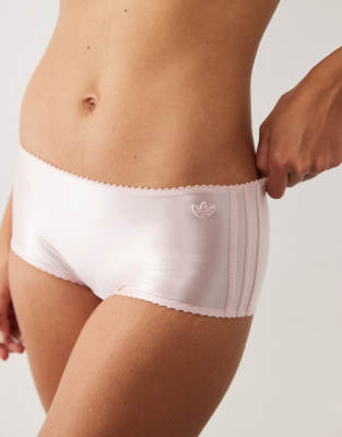 Adidas Originals Originals Shine Satin Boyshorts With Embroidered Logo In Pink