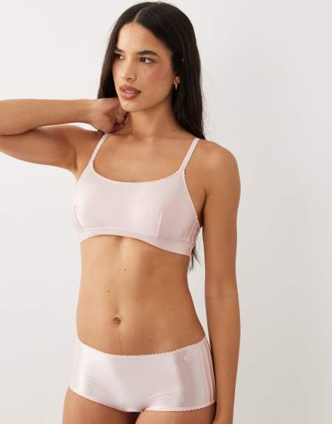 adidas Originals shine satin set with embroidered logo in powder pink - view 1