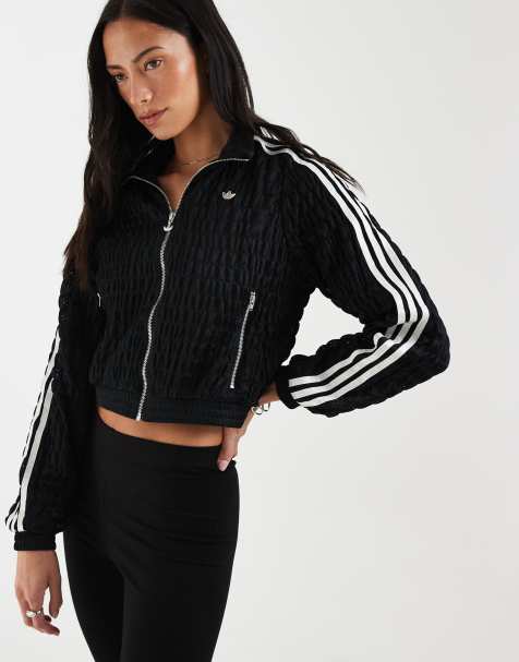 adidas Originals shirred track jacket in black - view 1
