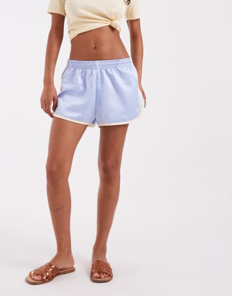 adidas Originals short de course à trois bandes bleu et crème - view 1