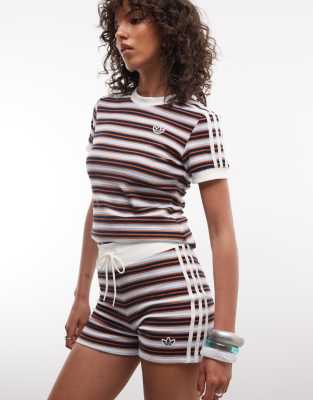 Short en tissu éponge à rayures - Bleu XS