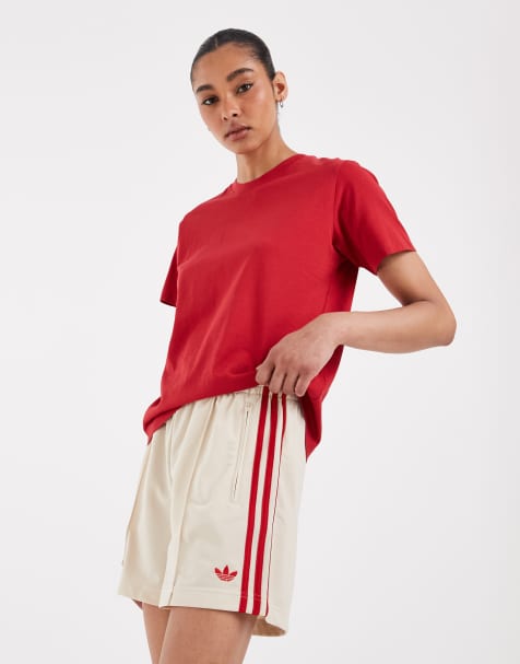 adidas Originals short Firebird crème et rouge - view 1